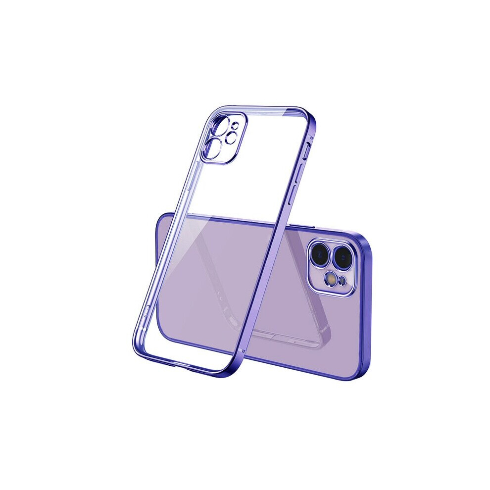 For Iphone 12 Pro - Clear Silicone Case With Edge Purple 7437135758743