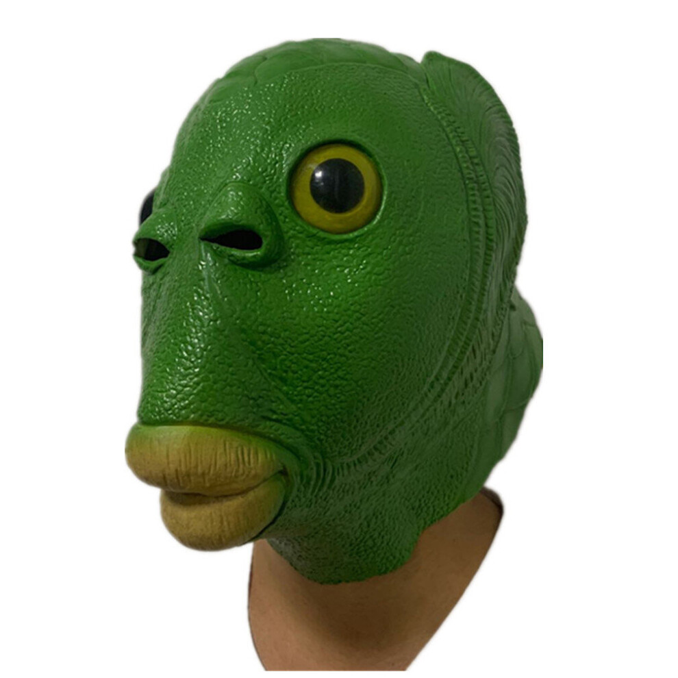 Halloween Green Fish Monster Mask Aquatic Latex Headgear Cosplay Props