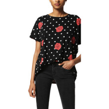 (2XS) DIESEL T HANNA AI 0GAOJ Women T-shirt Casual Crew Neck Polka Dots Tops Black Tee