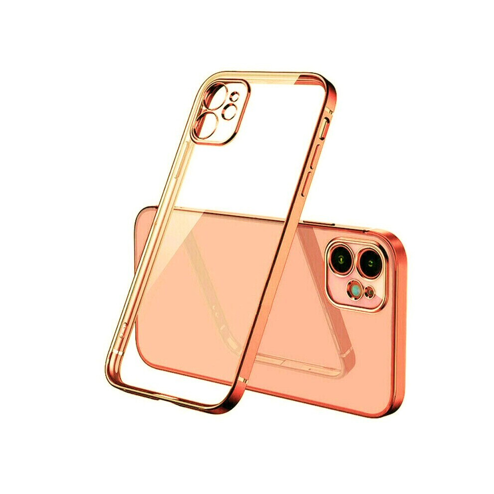 Fonefunshop For Iphone 12 Mini - Clear Silicone Case With Rose Edge Gold