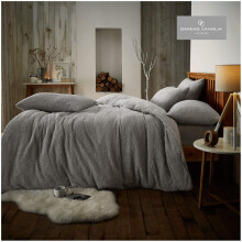 supersoft teddy duvet set in silver size KING with pillow cases