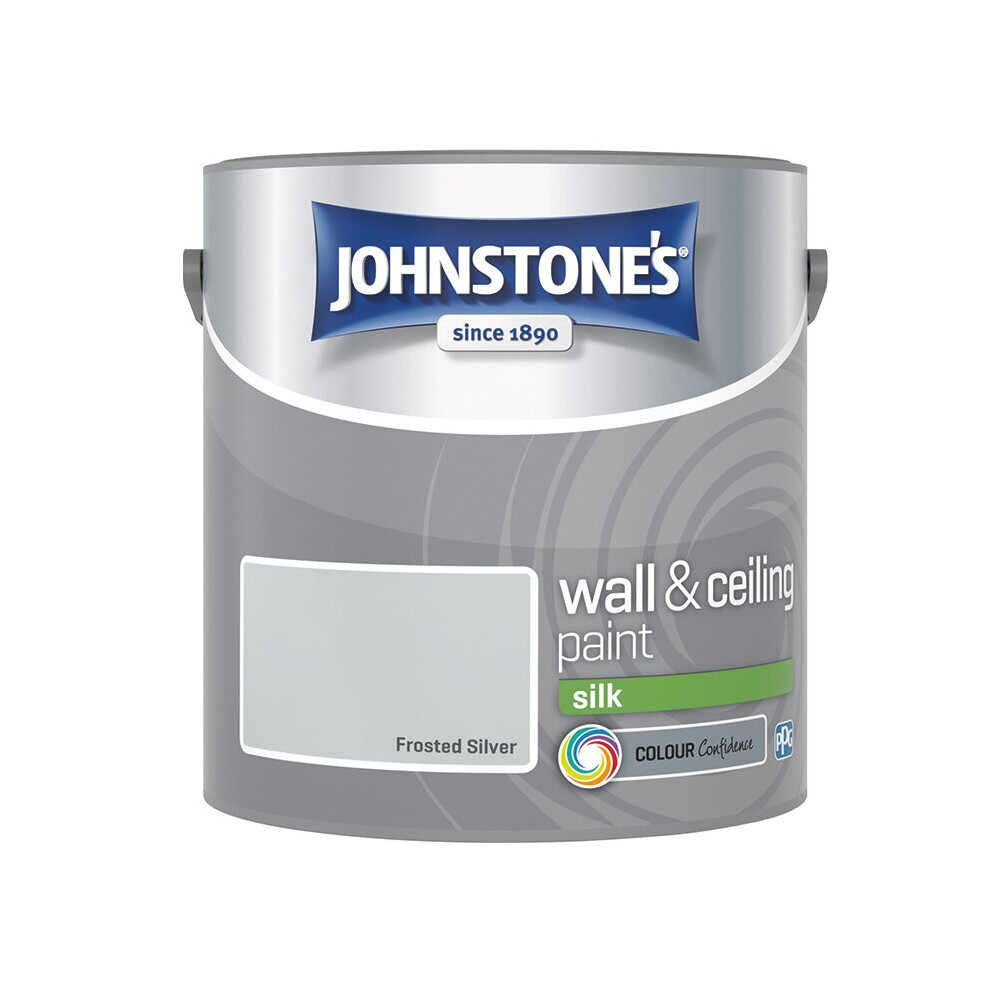Johnstone's Walls & Ceilings Frosted Silver Silk Emulsion Paint 2.5L - Silver - Image 7