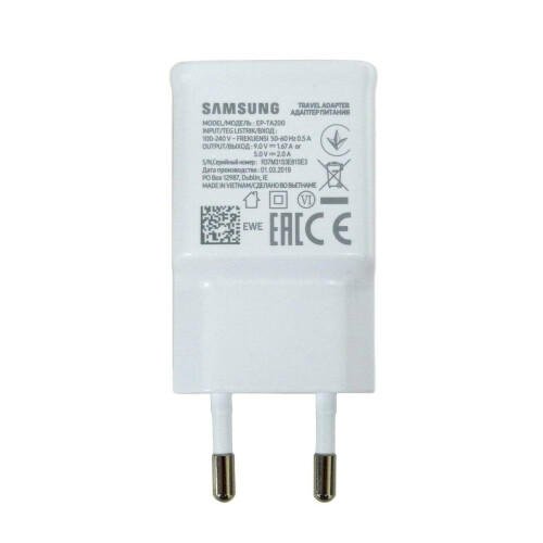 Samsung (Adapter Only) Samsung 2 Pin EU 2 Amp Adaptive Fast Mains Charger USB-C Data Cable In White 1
