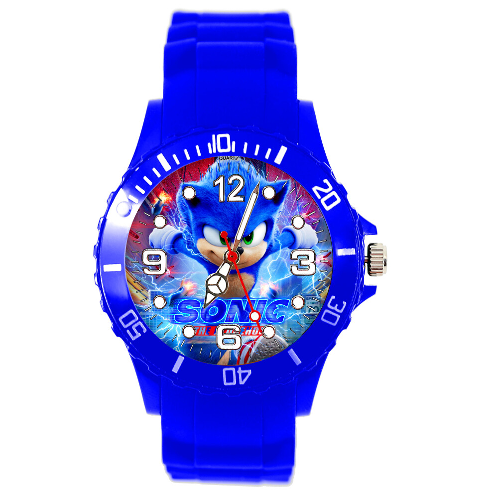 Quartz Watch Blue Silicone for Sonic The Hedgehog Fans E4