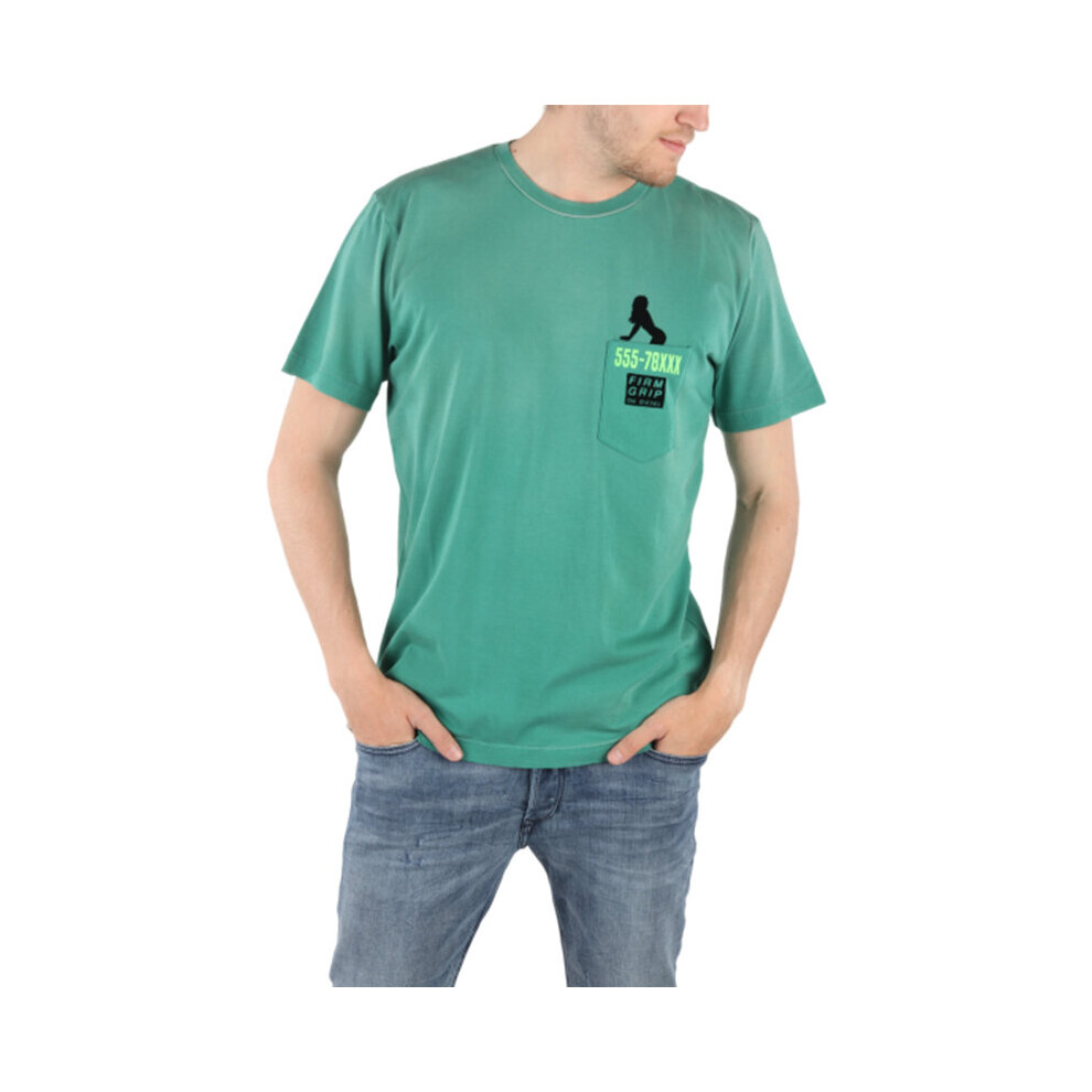 (XS) DIESEL T JOE ST 0BARK Mens T-shirt Printed Green Tee