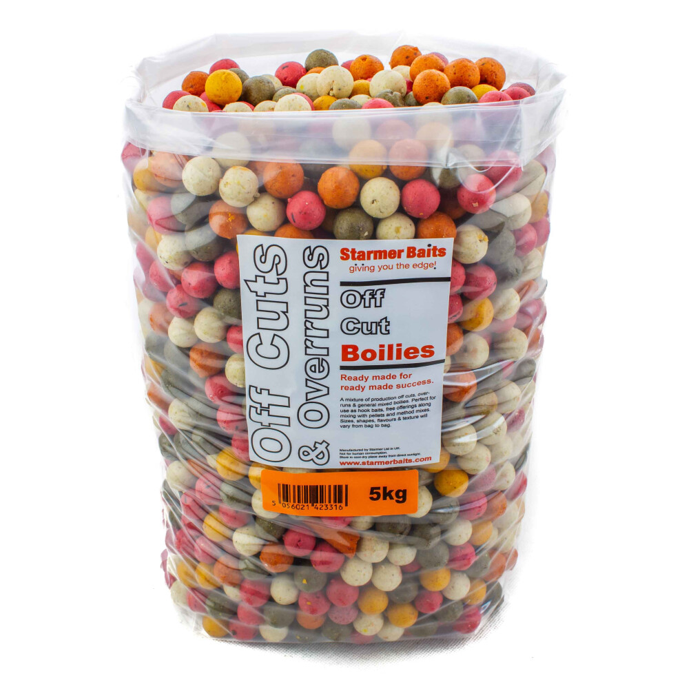 Carp fishing boilie off cuts and over runs mixed sizes and colours 5kg