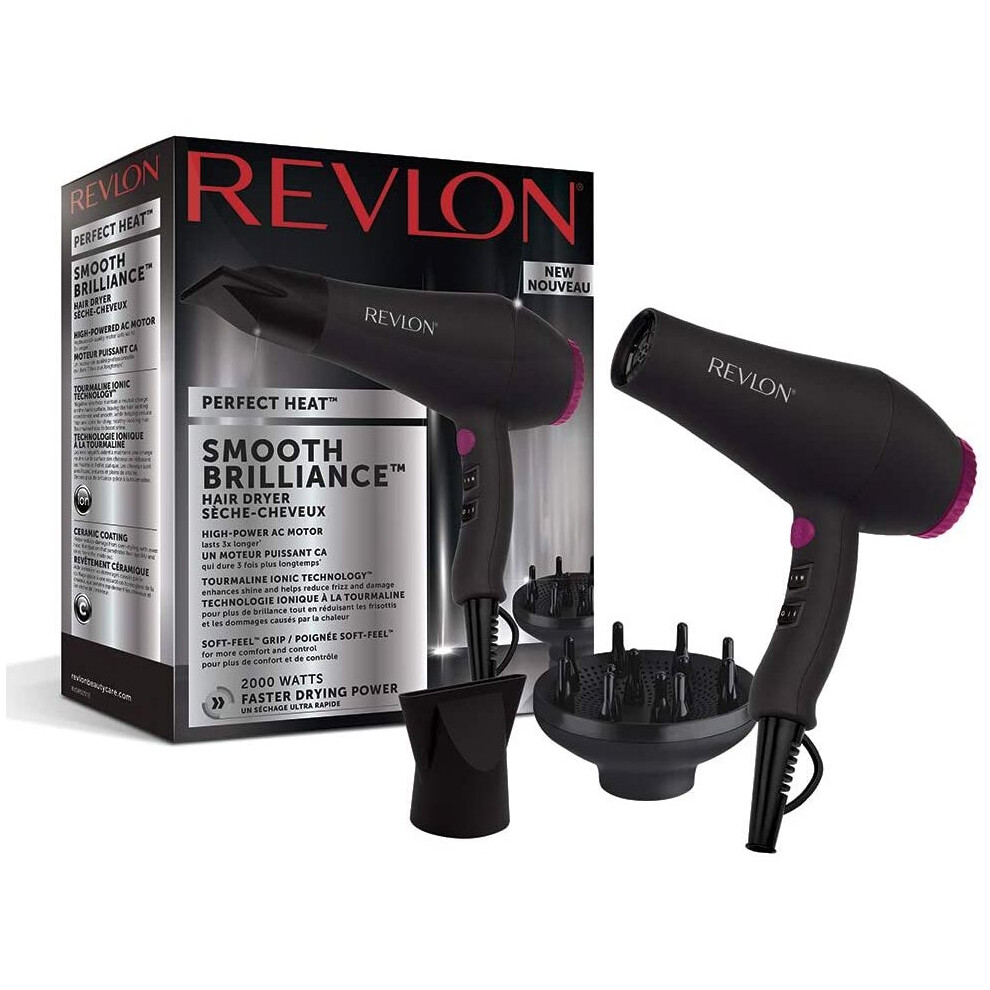 Revlon Perfect Heat 2000W Smooth Brilliance Ac Motor Hair Dryer