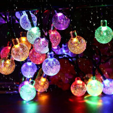 50 LED Solar Garden Lights Waterproof Crystal Ball Christmas 24Ft