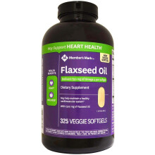 Member's Mark Cold-Pressed Flaxseed Oil + Omega-3s, 325 Vegetarian Softgels