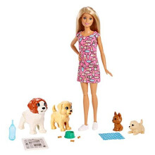 Barbie FXH08 Doggy Daycare Doll, Blonde and Pets Playset, with Puppy That Poops and One That Pees, Plus Colour-Change Paper and More, Multicolour