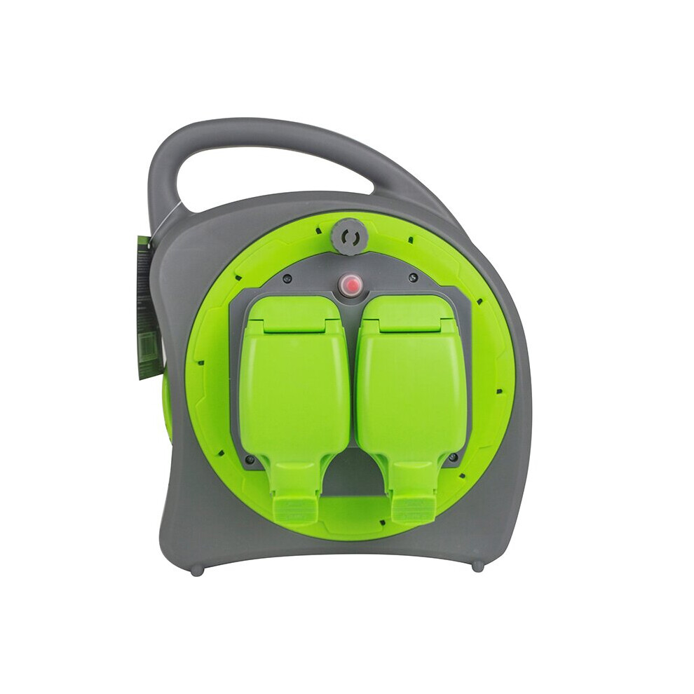 Status International Light Cable Reel 2 Socket 13Amp 20M Weatherproof S20m2g13aip54cr2