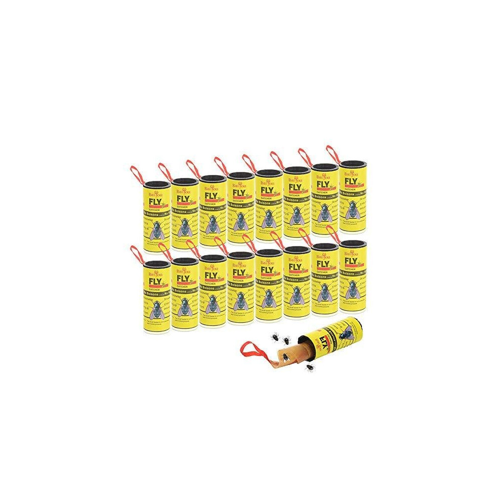 BaiYou Fly Paper Fly Strips Fly Catcher Strips 16 Pack Sticky Fruit Fly Trap for House Indoor Outdoor Use