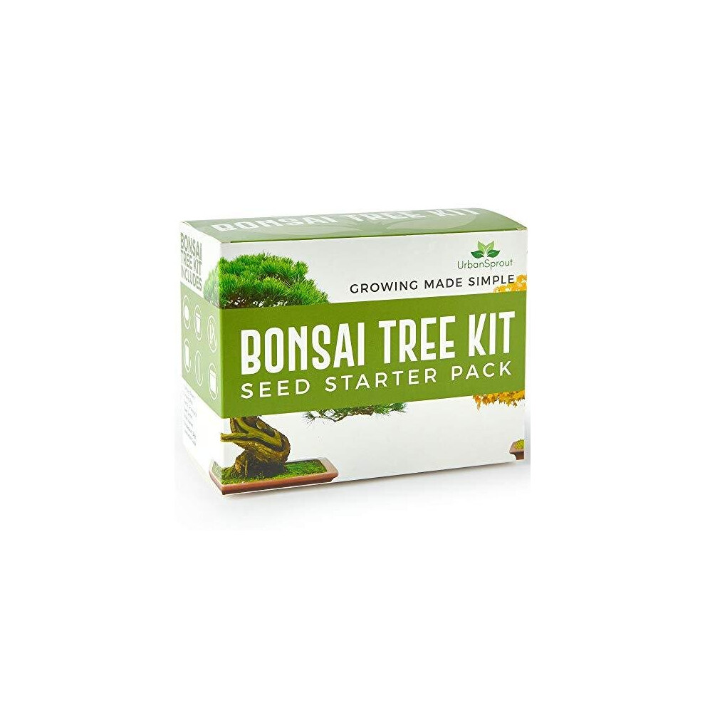 Urban Sprout Bonsai Tree Kit - Grow Your Own Bonsai Trees From Seed - Sustainable Eco Gardening Gift Set With 5 Bonzai Seed Varieties And Bonzie Sta
