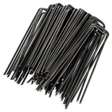 GardenMate Pack of 50 x 6''/150mm U-shaped multi-purpose steel Garden Securing Pegs - Ideal for securing weed fabric, landscape fabric, netting, gro