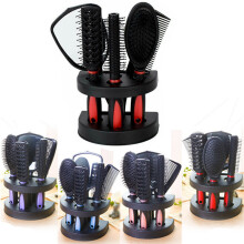 (Red) 5pcs Salon Hair Brush Hair Styling Comb Set For Women And Men Makeup Tool Set