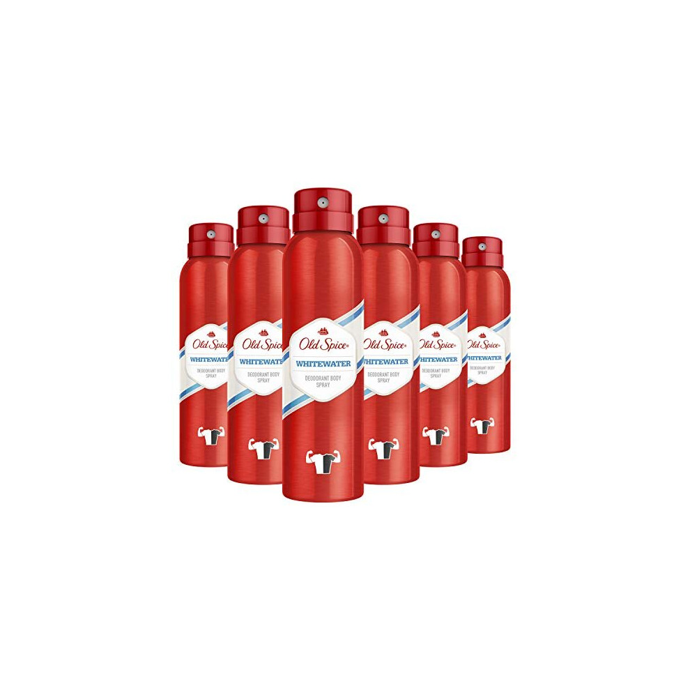 Old Spice Whitewater Deodorant Body Spray For Men, 150 ml, 6 Packs