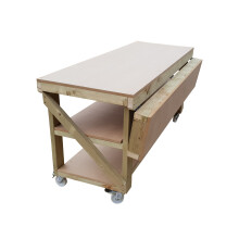 (5ft, Standard Legs) Wooden MDF Top Workbench Double Shelf With Extendable Working Surface To 3ft Depth