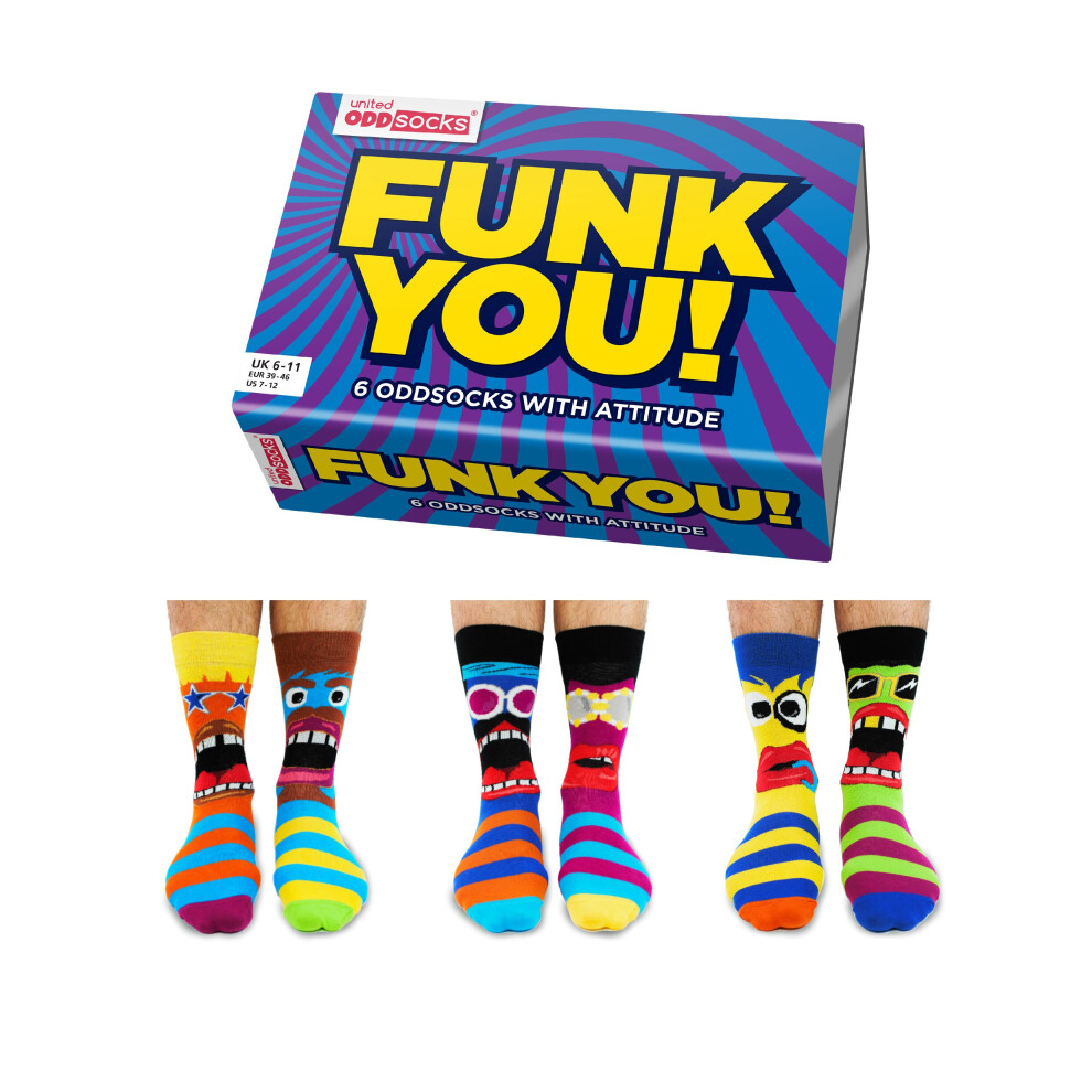 6pk United Oddsocks Funk You Socks - UK 6-11 | Novelty Socks