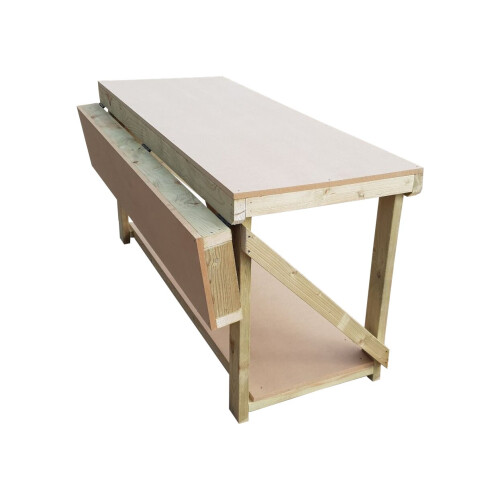 (6ft, Legs With Wheels) Wooden MDF Top Workbench With Extendable Working Surface To 3ft Depth 2