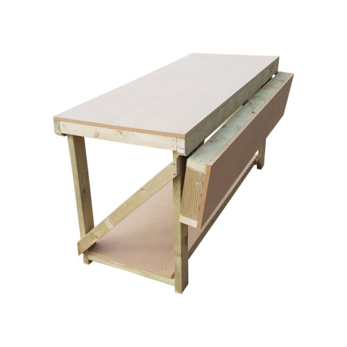 (5ft, Legs With Wheels) Wooden MDF Top Workbench With Extendable Working Surface To 3ft Depth 2