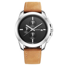 GQ059A Echtes Leder Casual Style Männer Armbanduhr Kalender Quarzuhr 01 FARBE