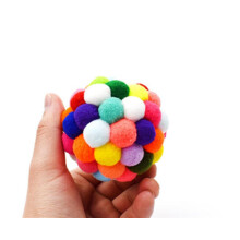 2 STÜCKE Niedliches Haustier Katzenspielzeug Bunter Plüschglockenball Farbiger Hüpfball Handgemachter Farbiger Hüpfball Katzenspielzeug-S