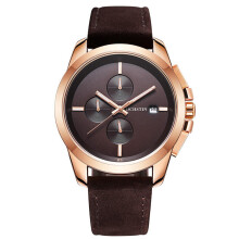 GQ059A Echtes Leder Casual Style Männer Armbanduhr Kalender Quarzuhr 02 FARBE