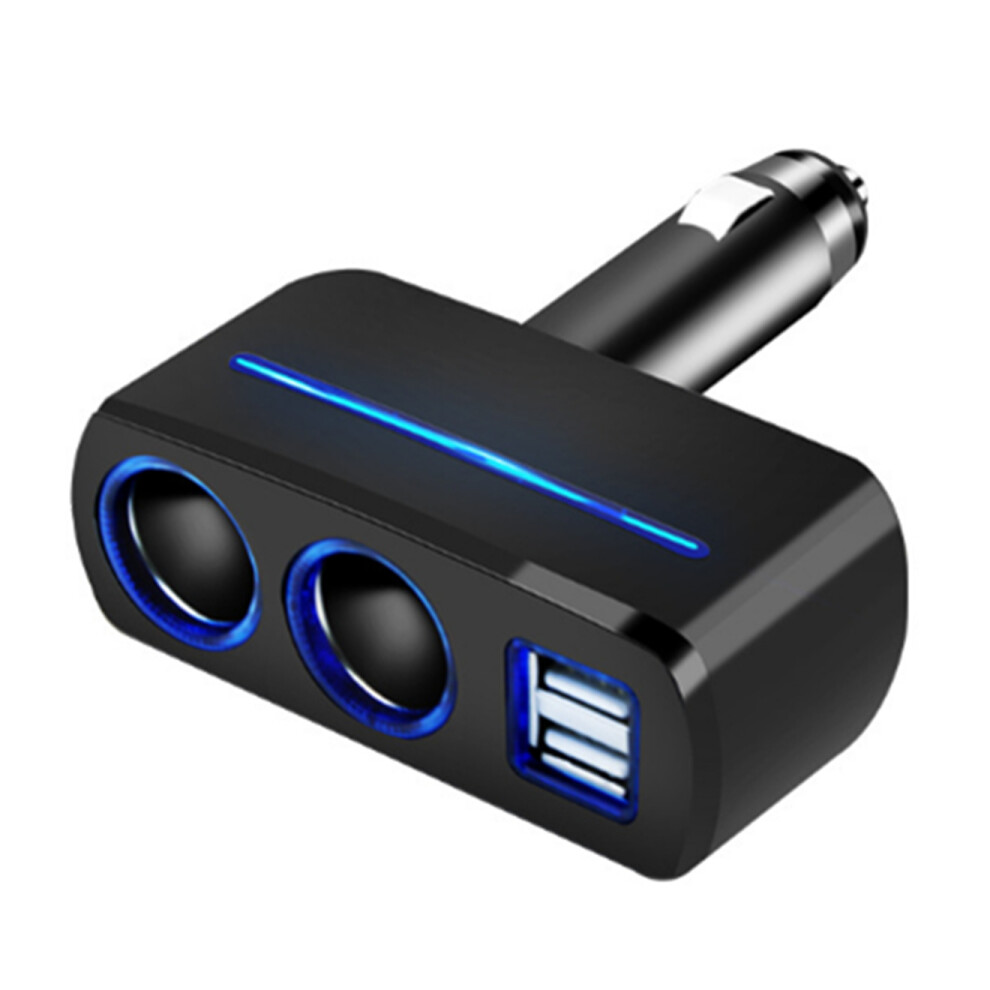 2 In 1 Universal Dual Usb Interface Car Cigarette Er Socket Cigarette Er Car Charger With Indicator - Light/Black 3321831264292