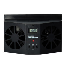Solar Power Car Exhaust Fan Double Air Outlet Window Cooling Cooler Rechargeable Ventilation Black