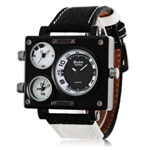 Herrenuhr, modisch, drei Zeitzonen, Legierungsgehäuse, Textilarmband, Quarzuhr, Farbe Schwarz