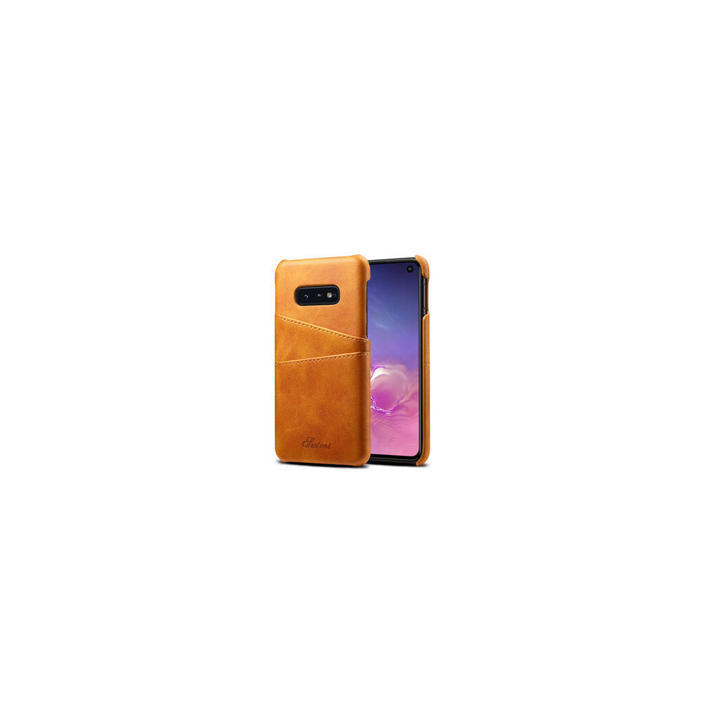 Premium Cowhide Leather Card Slot Protective Case For Samsung Galaxy S10e 5.8 Inch Color Orange 7082497855830