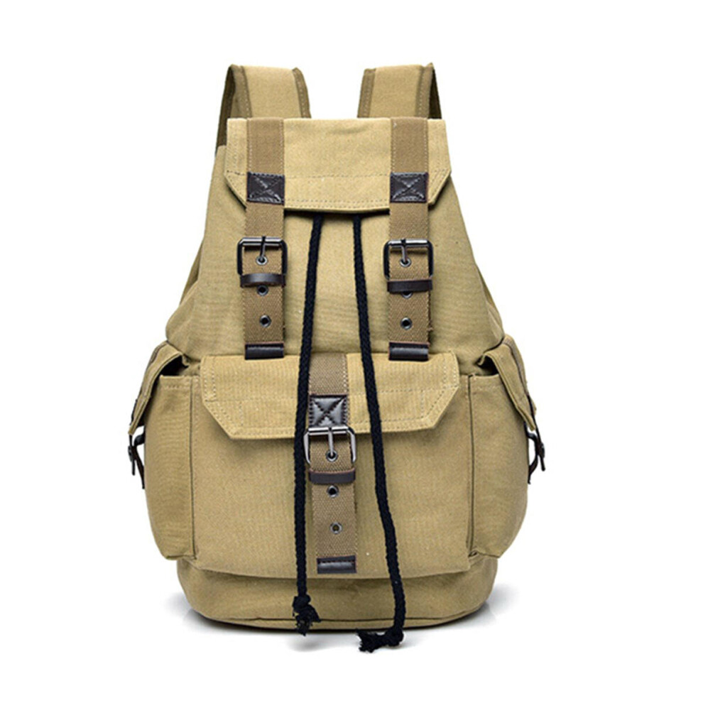 25L Vintage Canvas Backpack School Satchel Rucksack Shoulder Bag Outdoor Travel KHAKI-image-OPC-P6CTHSY-NEW