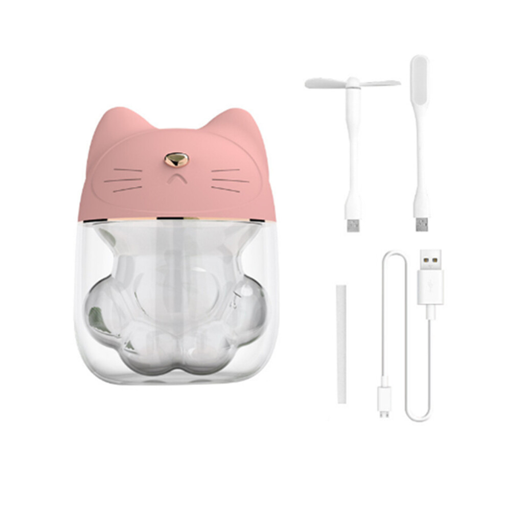 Humidificateur à griffes multifonction 3 en 1, ventilateur, lampe de Table, USB, Mini compteur d'eau de pulvérisation de bureau, rose