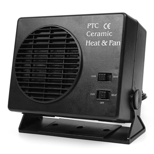 150w 300w Dc 12v Car Black Portable Ceramic Demister Heating Heater Fan