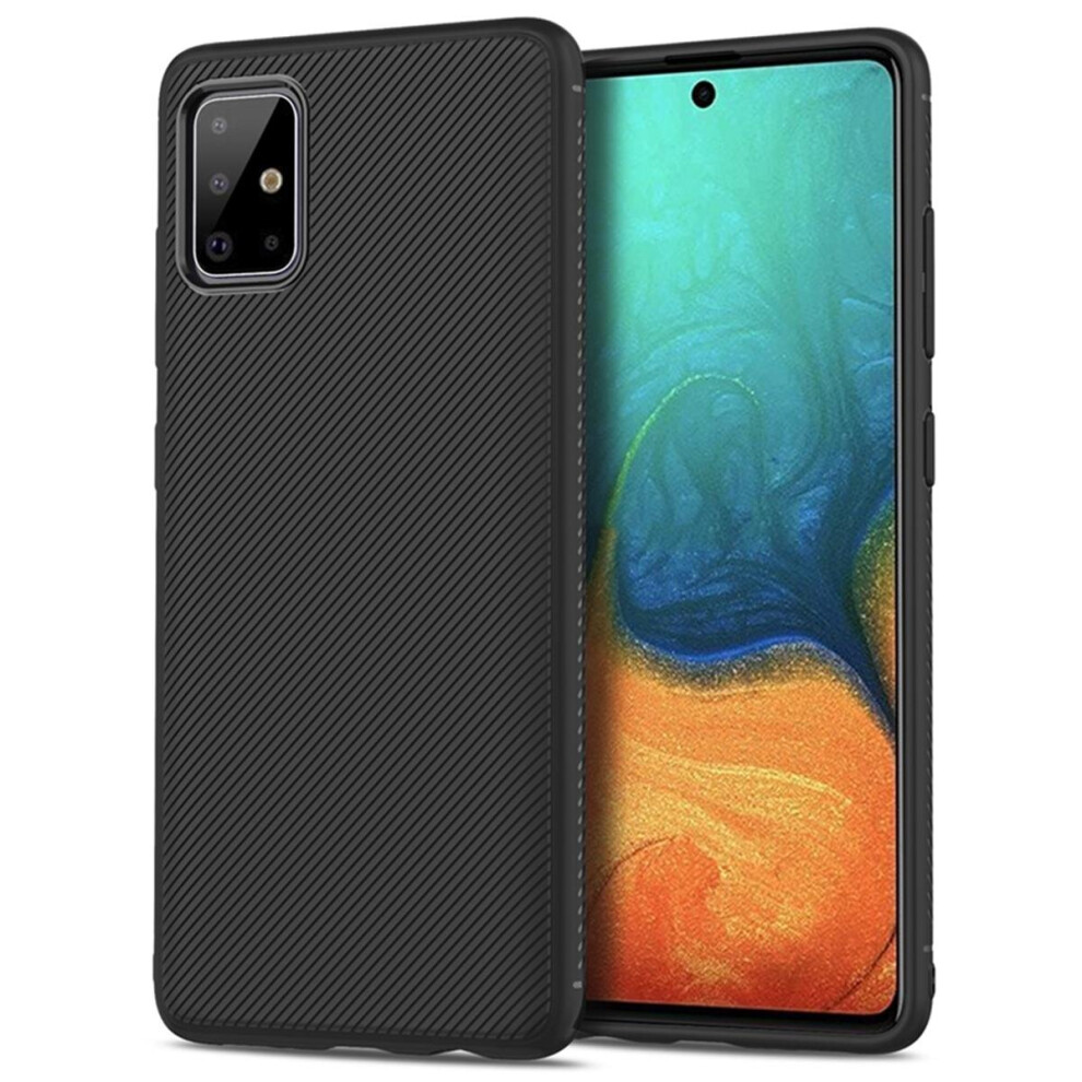 Carbon Fiber Texture Slim Soft Tpu Anti-Fall Anti-Fingerprint Protective Case For Samsung Galaxy A71 Color Black 7082497852303