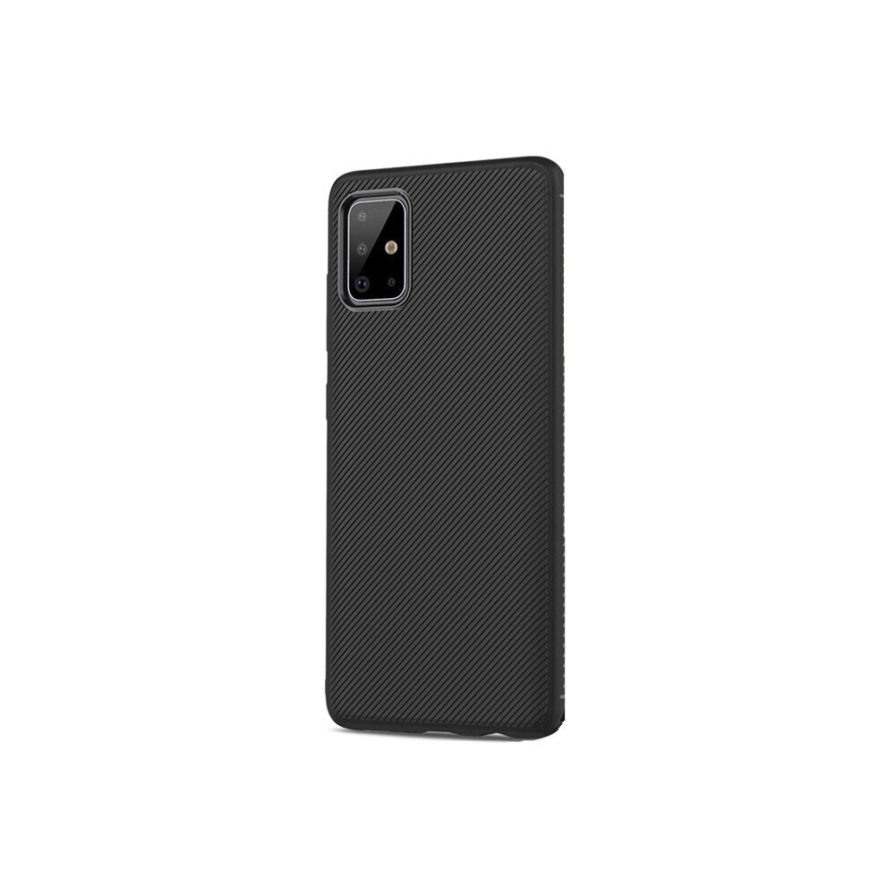 Carbon Fiber Texture Slim Soft Tpu Anti-Fall Anti-Fingerprint Protective Case For Samsung Galaxy A71 2019 Color Black 7082497852297