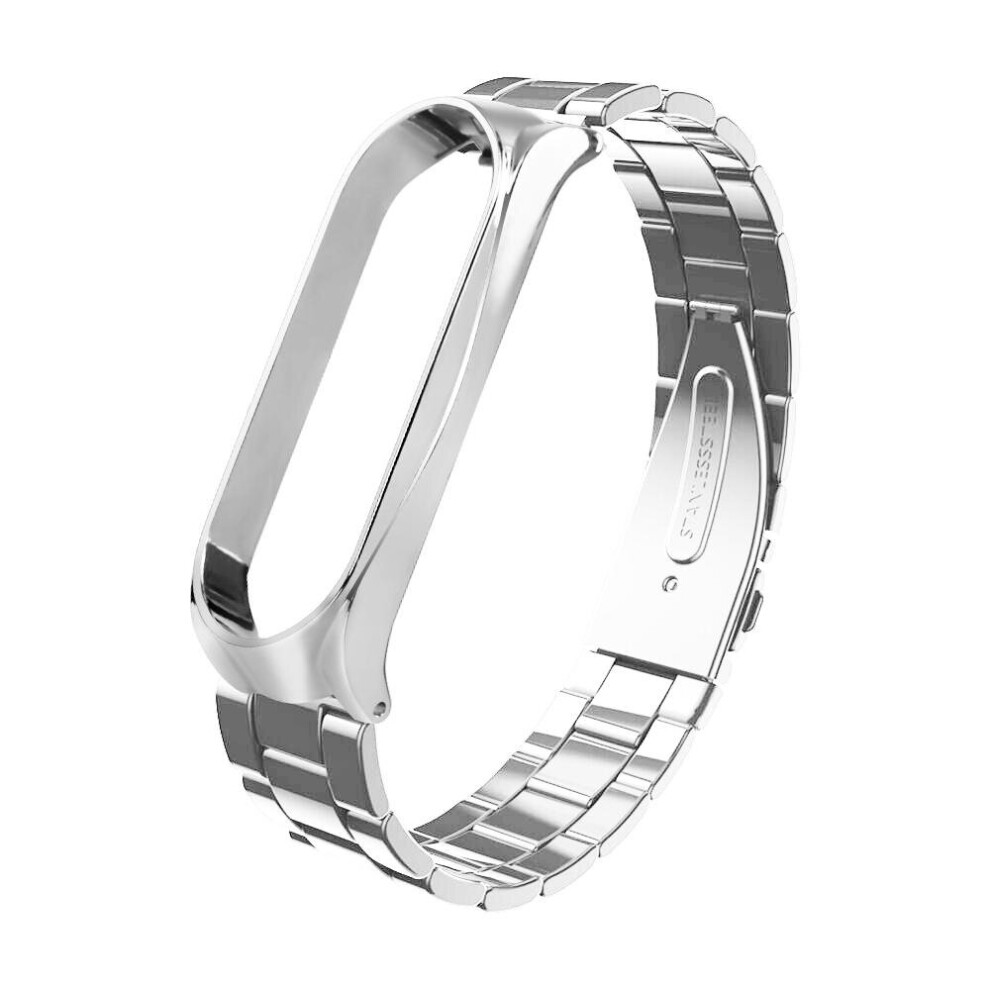Three Beads Solid Stainless Steel Watch Band Watch Strap Replacement For Xiaomi Miband 4 Silver Color Multicoloured 7082497860414