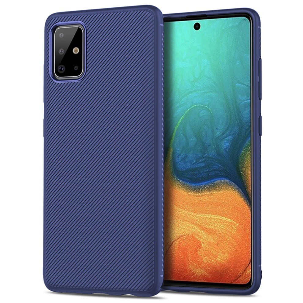 Carbon Fiber Texture Slim Soft Tpu Anti-Fall Anti-Fingerprint Protective Case For Samsung Galaxy A71 Color Blue 7082497852310