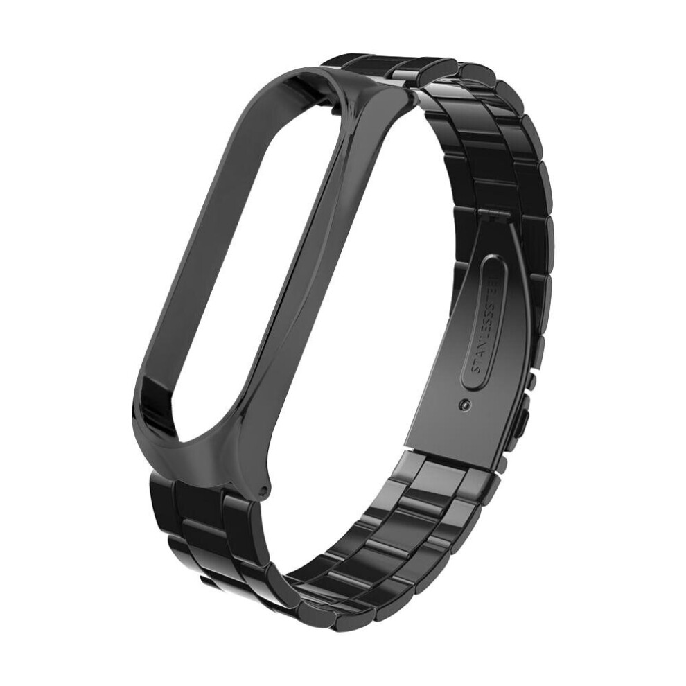 Three Beads Solid Stainless Steel Watch Band Watch Strap Replacement For Xiaomi Miband 4 Black Color Multicoloured 7082497860407