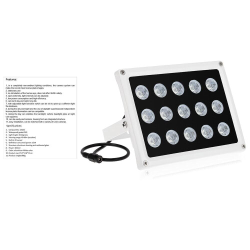 Infrared Illuminator 15 Array IR LEDS Night Vision Wide Angle Outdoor Waterproof for CCTV Security C 1
