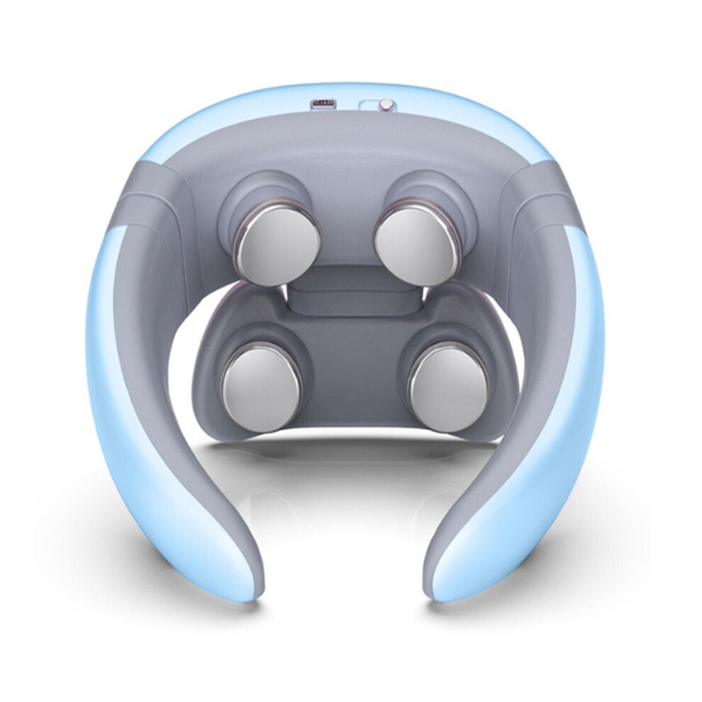 Household Intelligent Cervical Massager Neck Protector Pulse Shoulder and Neck Massager with Wireless Remote Control-Blue