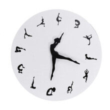 Yoga-Haltungen Wanduhr GYM Fitness Flexible Mädchen Leise Moderne Uhr Uhr Wohnkultur Meditation Decor Yoga Studio Entspannen Geschenk