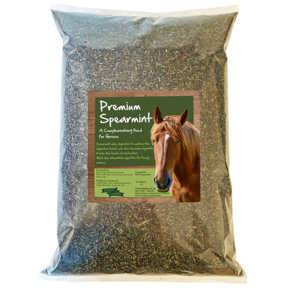 Horse Herbs Premium Spearmint 1kg | Equine Supplement, Horse & Pony Appetite +