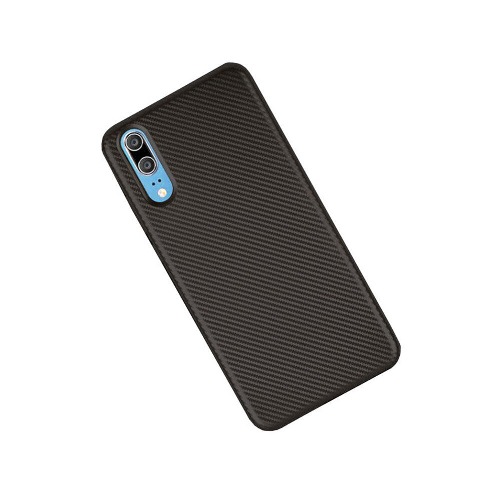 2Pcs Carbon Fiber Shockproof Soft Tpu Back Protective Case For Huawei P20 Color Black 7082497852808