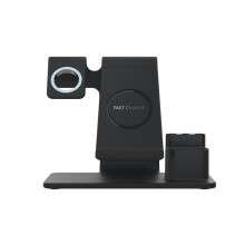 3-in-1-Wireless-Ladegerät für die Uhr, Ladegerät für iPhone/Samsung/Huawei/Apple Watch, Schwarz