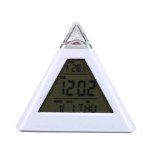Pyramidenform Digitaler Wecker mit Datums- und Temperaturanzeige, 7 Farben, LED-Hintergrundbeleuchtung