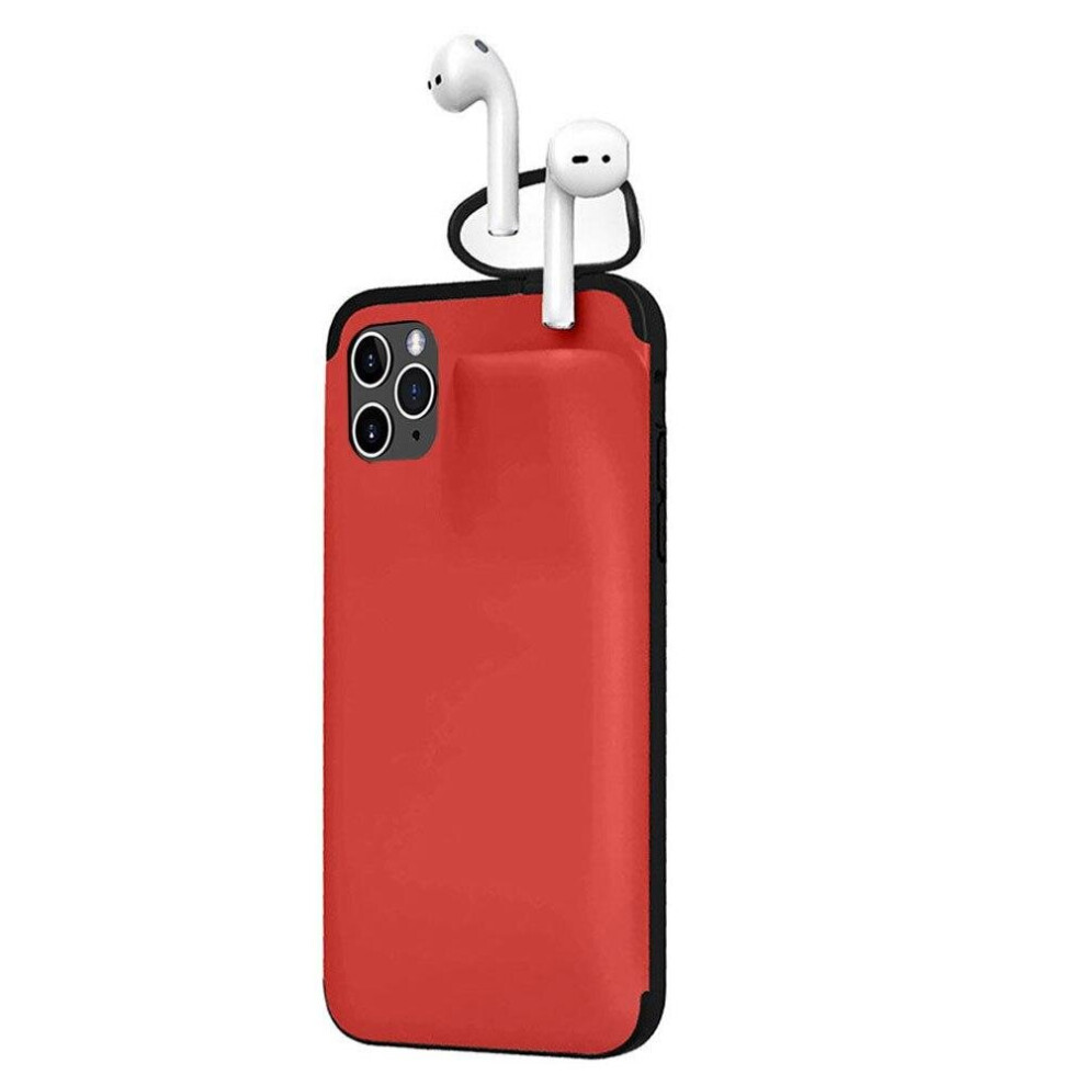 Multifunction Creative 2 In 1 Anti-Scratch Shockproof Matte Pc Protective Case For Iphone 11 Pro 5.8 Inch & Apple Airpods 1/2 Color Red 7082497853089