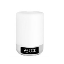 Multifunkční hudba Noční světlo Budík Reproduktor Atmosféra Světlo Barevné Bluetooth Ložnice Noční stolní lampa na spaní – Bílá