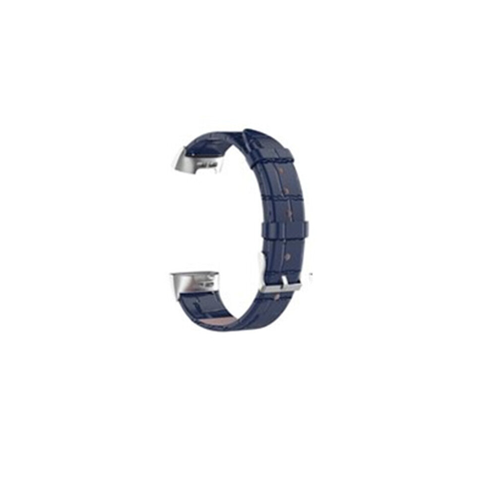 Bamboo Pattern Watch Band Crocodile Pattern Leather Strap For Fitbit Charge 3 Blue Color Multicoloured 7082497859432