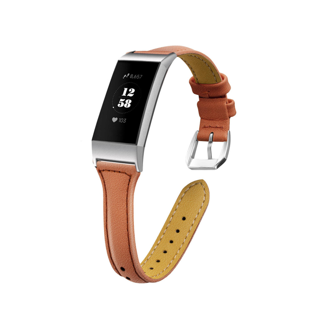 Leather Strap Watch Band For Fitbit Charge 3 Brown Color Multicoloured 7082497856288